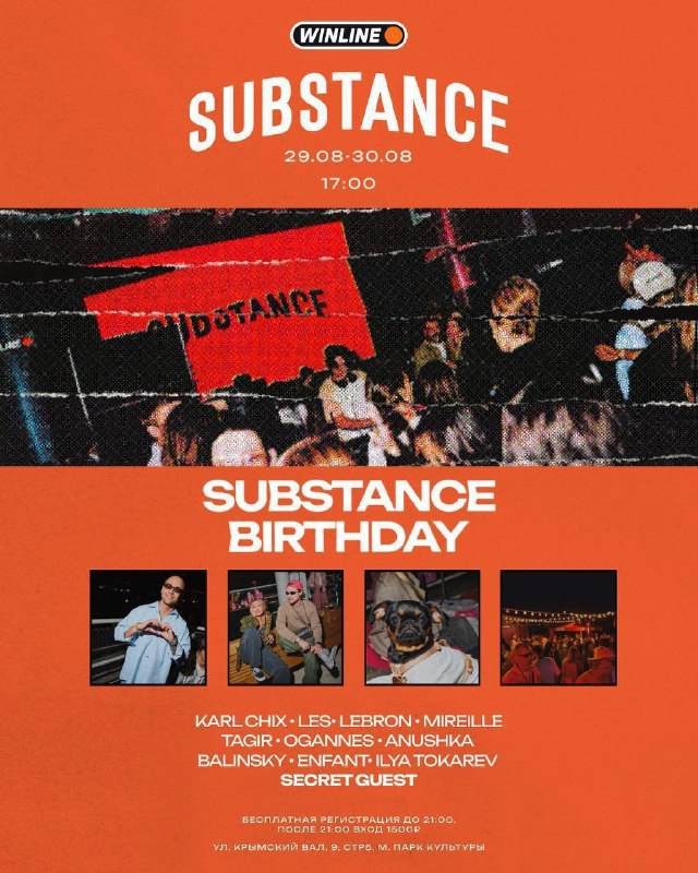 День рождения SUBSTANCE в Парке Горького (29 августа)